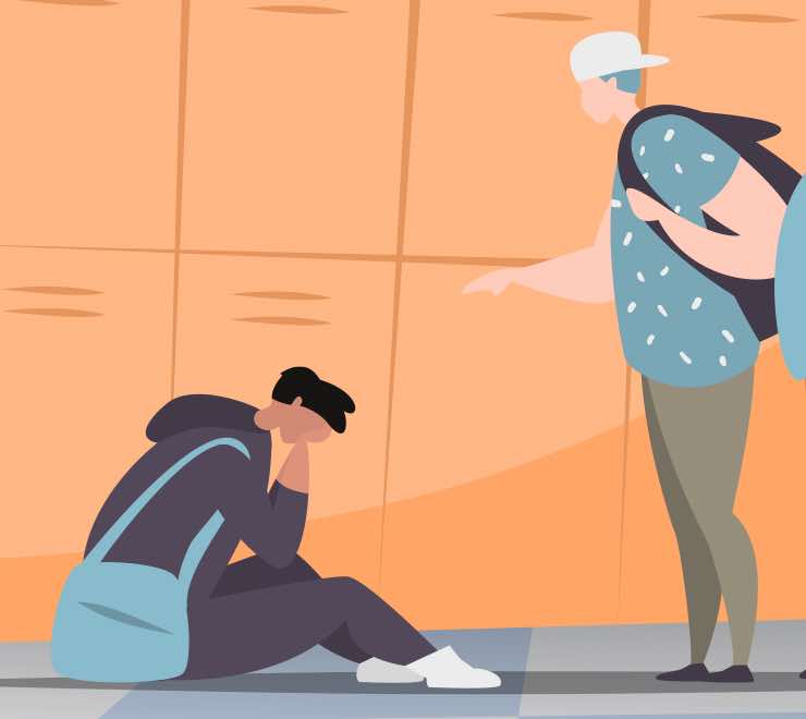 illustration teen bullying hallway school